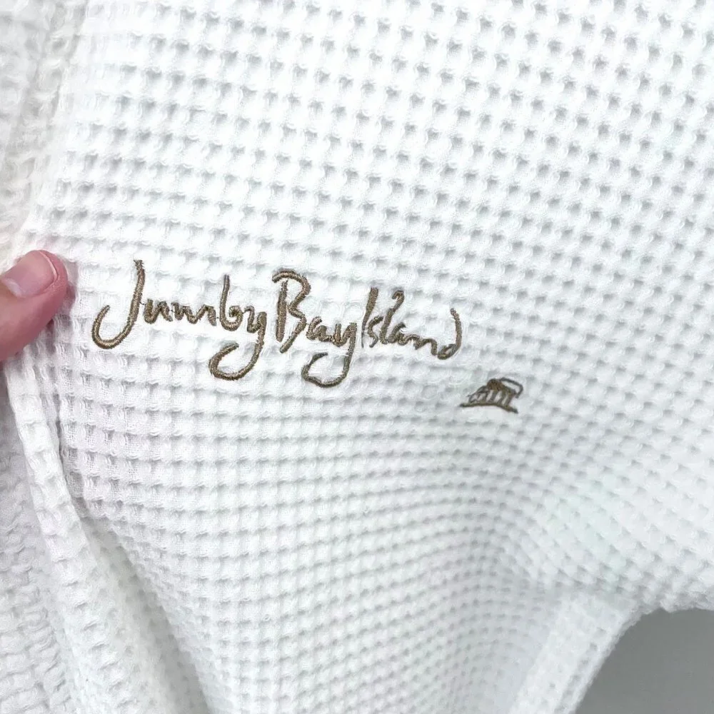 Frette Unisex Embroidered Jumby Bay Island Waffle Robe White Size M